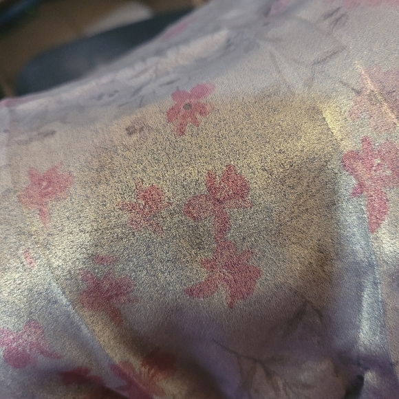 Anthropologie Current Air Gold Satin Metallic Floral Tired Mini Dress Medium - Picture 6 of 8